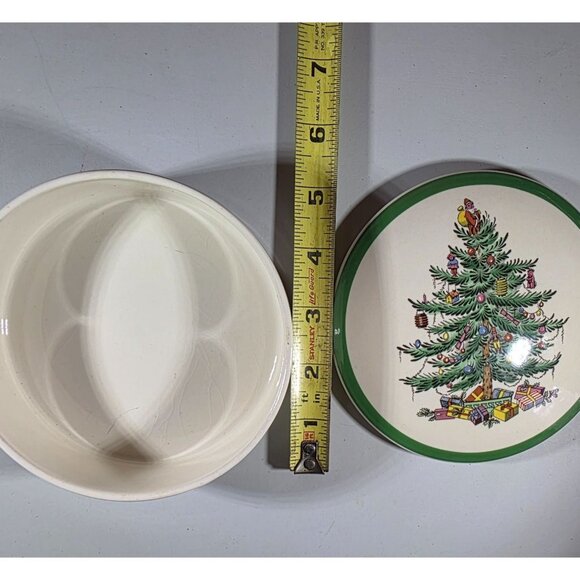 Spode England Christmas Tree Dish trinket box Decorative Holiday Bowl Porcelain - Picture 7 of 7